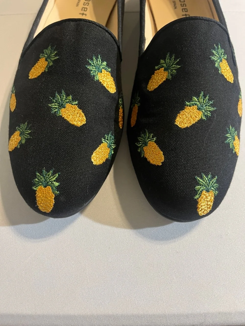 Jon Josef Black Pineapple-Embroidered Women's Loafers - Picture 3 of 12